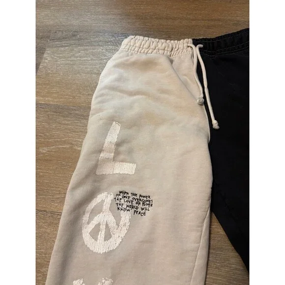chnge split color “teach peace” sweatpants - Picture 2 of 5